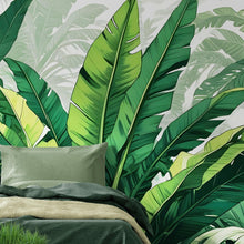 Cargar imagen en el visor de la galería, Rainforest Jungle Wallpaper. Banana Leaf Wall Mural. #6788
