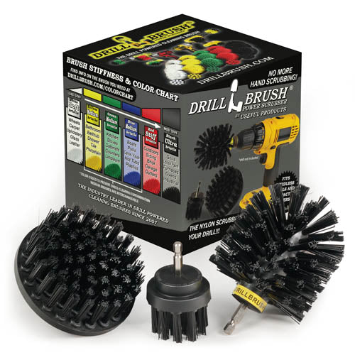 Original, 4in, and 2in Black Brushes - Ultra Stiff - Heavy Duty & Grill Cleaning | K-S-42O-QC-DB