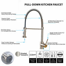 Load image into Gallery viewer, Brushed Nickel Pull Out Spray Spring Kitchen Sink Tap Single Lever Mixer Faucet
