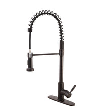 Load image into Gallery viewer, Oil Bronze Black High Arc brass Kitchen Sink Faucet Pull Down metal Spray with deck plate
