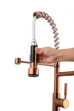 Load image into Gallery viewer, Rose Gold High Arc brass Kitchen Sink Faucet Pull Down Spray with lock ring and deck plate
