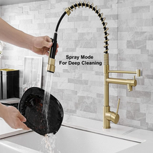 Carregar imagem no visualizador da galeria, VIDEC KW-21CG Smart Kitchen Faucet, 3 Modes Pull Down Sprayer, Smart LED for Water Temperature Control, Ceramic Valve, 360-Degree Rotation, 1 or 3 Hole Deck Plate. ( Champagne Gold).
