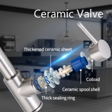 Carregar imagem no visualizador da galeria, VIDEC KW-21CG Smart Kitchen Faucet, 3 Modes Pull Down Sprayer, Smart LED for Water Temperature Control, Ceramic Valve, 360-Degree Rotation, 1 or 3 Hole Deck Plate. ( Champagne Gold).
