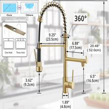 Carregar imagem no visualizador da galeria, VIDEC KW-21CG Smart Kitchen Faucet, 3 Modes Pull Down Sprayer, Smart LED for Water Temperature Control, Ceramic Valve, 360-Degree Rotation, 1 or 3 Hole Deck Plate. ( Champagne Gold).
