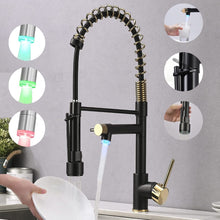 Load image into Gallery viewer, VIDEC KW-21RK  Smart Kitchen Faucet, 3 Modes Pull Down Sprayer, LED Temperature Control, Ceramic Valve, 360-Degree Rotation, 1 or 3 Hole Deck Plate.
