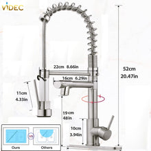 Load image into Gallery viewer, VIDEC KW-21SN Smart Kitchen Faucet, 3 Modes Pull Down Sprayer, LED Temperature Control, Ceramic Valve, 360-Degree Rotation, 1 or 3 Hole Deck Plate.
