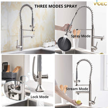 Carregar imagem no visualizador da galeria, VIDEC KW-29SN Smart Kitchen Faucet, 3 Modes Pull Down Sprayer, LED Temperature Control, Ceramic Valve, 360-Degree Rotation, 1 or 3 Hole Deck Plate.
