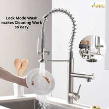 Carregar imagem no visualizador da galeria, VIDEC KW-29SN Smart Kitchen Faucet, 3 Modes Pull Down Sprayer, LED Temperature Control, Ceramic Valve, 360-Degree Rotation, 1 or 3 Hole Deck Plate.
