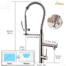 Carregar imagem no visualizador da galeria, VIDEC KW-29SN Smart Kitchen Faucet, 3 Modes Pull Down Sprayer, LED Temperature Control, Ceramic Valve, 360-Degree Rotation, 1 or 3 Hole Deck Plate.
