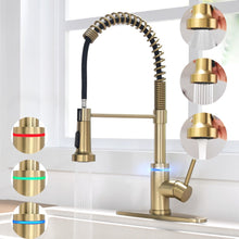 Load image into Gallery viewer, VIDEC KW-56J  Smart Kitchen Faucet, 3 Modes Pull Down Sprayer, Smart LED For Water Temperature Control, Ceramic Valve, 360-Degree Rotation, 1 or 3 Hole Deck Plate.
