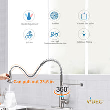 Load image into Gallery viewer, VIDEC KW-66SN Smart Touch On Kitchen Faucet, 3 Modes Pull Down Sprayer, Smart Touch Sensor Activated, LED Temperature Control, Auto ON/Off, Ceramic Valve, 360-Degree Rotation, 1 or 3 Hole Deck Plate.
