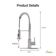 Load image into Gallery viewer, VIDEC KW-66SN Smart Touch On Kitchen Faucet, 3 Modes Pull Down Sprayer, Smart Touch Sensor Activated, LED Temperature Control, Auto ON/Off, Ceramic Valve, 360-Degree Rotation, 1 or 3 Hole Deck Plate.
