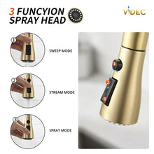 Load image into Gallery viewer, VIDEC KW-70J Smart Touch On Kitchen Faucet, 3 Modes Pull Down Sprayer, Smart Touch Sensor Activated, LED Temperature Control, Auto ON/Off, Ceramic Valve, 360-Degree Rotation, 1 or 3 Hole Deck Plate.
