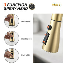 Load image into Gallery viewer, VIDEC KW-68J  Smart Kitchen Faucet, 3 Modes Pull Down Sprayer, Smart LED For Water Temperature Control, Ceramic Valve, 360-Degree Rotation, 1 or 3 Hole Deck Plate.
