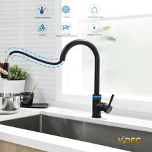 Carregar imagem no visualizador da galeria, VIDEC KW-70R Smart Touch On Kitchen Faucet, 3 Modes Pull Down Sprayer, Smart Touch Sensor Activated, LED Temperature Control, Hands-Free Auto ON/OFF, Ceramic Valve, 360-Degree Rotation, 1 or 3 hole deck Plate.
