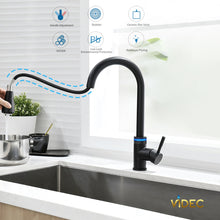 Carregar imagem no visualizador da galeria, VIDEC KW-68R Smart Kitchen Faucet, 3 Modes Pull Down Sprayer, Smart LED For Water Temperature Control, Ceramic Valve, 360-Degree Rotation, 1 or 3 Hole Deck Plate.
