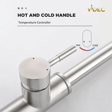 Carregar imagem no visualizador da galeria, VIDEC KW-70SN Smart Touch On Kitchen Faucet, 3 Modes Pull Down Sprayer, Smart Touch Sensor Activated, LED Temperature Control, Auto ON/Off, Ceramic Valve, 360-Degree Rotation, 1 or 3 Hole Deck Plate.
