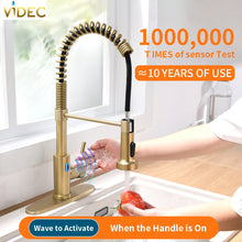 Carregar imagem no visualizador da galeria, VIDEC KW-79J  Smart Touch-less Kitchen Faucet, 3 Modes Pull Down Sprayer, Smart Motion Sensor Activated, LED Temperature Control, Auto ON/Off, Ceramic Valve, 360-Degree Rotation, 1 or 3 Hole Deck Plate.
