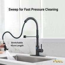 Load image into Gallery viewer, VIDEC KW-79R Smart Touch-less Kitchen Faucet, 3 Modes Pull Down Sprayer, Smart Motion Sensor Activated, LED Temperature Control, Auto ON/Off, Ceramic Valve, 360-Degree Rotation,1 or 3 Hole Deck Plate.
