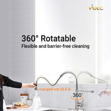 Cargar imagen en el visor de la galería, VIDEC KW-79SN Smart Touchless Kitchen Faucet, 3 Modes Pull Down Sprayer, Smart Motion Sensor Activated, LED Temperature Control, Auto ON/Off, Ceramic Valve, 360-Degree Rotation, 1 or 3 Hole Deck Plate.
