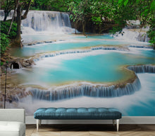 Load image into Gallery viewer, Kuang Si Thailand Waterfall Wallpaper Mural. #6041
