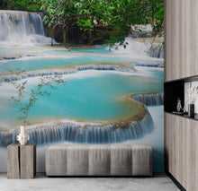 Load image into Gallery viewer, Kuang Si Thailand Waterfall Wallpaper Mural. #6041
