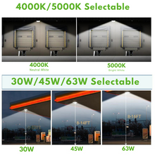 Cargar imagen en el visor de la galería, High-Performance LED Canopy Light: 63W/45W/30W, 5000K/4000K, 135 LM/Watt, 0-10V Dimmable, 120-277V- Illuminate with Efficiency
