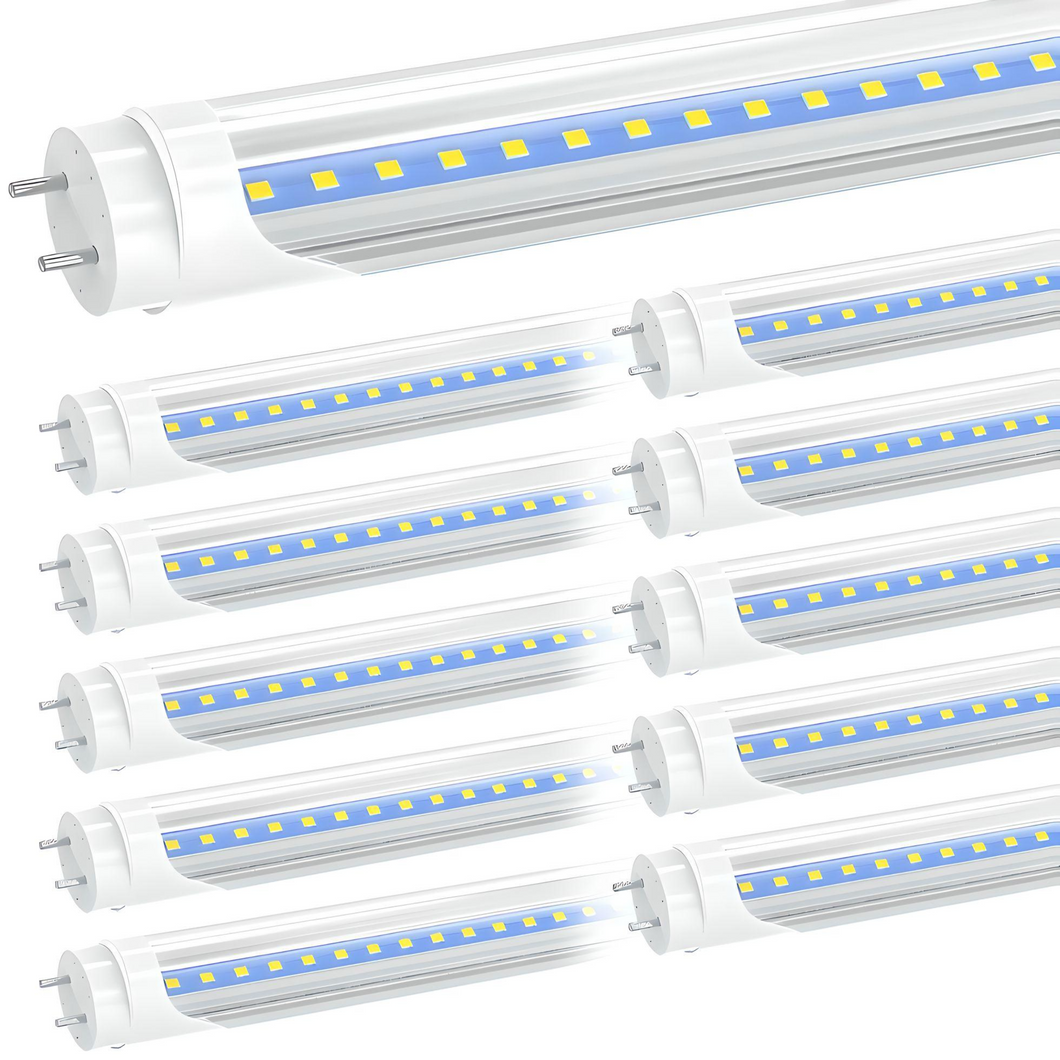 4ft LED T8 LED Tube Light, High Output Linkable, Plug and Play, 18 Watt, 5000K Clear, Damp Location, for Garage, Workshop, Basement