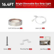 Carregar imagem no visualizador da galeria, 110V 6000K Cool White LED Strip Light - Eco Strip 331 Lumens - Ideal for Indoor and Outdoor Use

