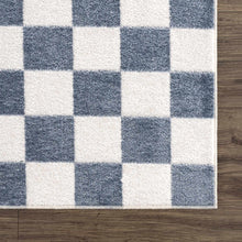 Carregar imagem no visualizador da galeria, Brone Blue Checkered Washable Rug
