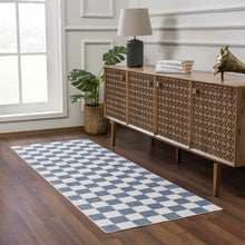 Carregar imagem no visualizador da galeria, Brone Blue Checkered Washable Rug
