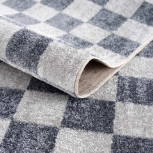 Carregar imagem no visualizador da galeria, Alie Blue Gray Checkered Washable Rug
