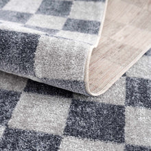 Carregar imagem no visualizador da galeria, Alie Blue Gray Checkered Washable Rug
