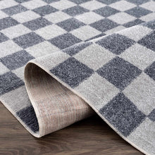 Carregar imagem no visualizador da galeria, Alie Blue Gray Checkered Washable Rug
