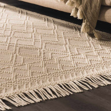 Load image into Gallery viewer, Ramsbury Beige Trellis Wool Rug
