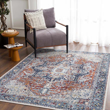 Load image into Gallery viewer, Cabacungan Blue &amp; Rust Washable Area Rug - Clearance

