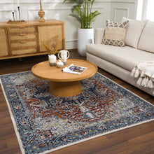 Load image into Gallery viewer, Cabacungan Blue &amp; Rust Washable Area Rug - Clearance
