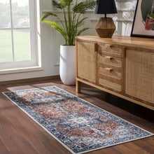 Load image into Gallery viewer, Cabacungan Blue &amp; Rust Washable Area Rug - Clearance
