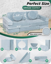 Cargar imagen en el visor de la galería, LX15 14pcs Modular Kids Couch Light Blue
