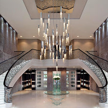Load image into Gallery viewer, Hanging crystal light fixture for lobby, staircase, loft, stairwell
