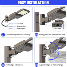 Cargar imagen en el visor de la galería, 240W LED Pole Light with Dusk To Dawn Sensor, 33600 LM, 5000K, 100V-277V, Mounting Type - Universal Mount - UL &amp; DLC
