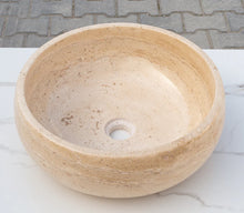 Load image into Gallery viewer, Light Beige Travertine Natural Stone Above Vanity Bathroom Vessel Sink Polished
