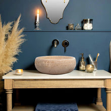 Load image into Gallery viewer, Light Beige Travertine Natural Stone Above Vanity Bathroom Vessel Sink Polished
