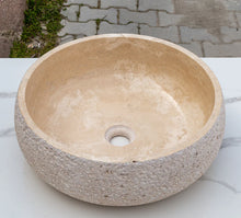 Load image into Gallery viewer, Light Beige Travertine Above Vanity Bathroom Sink Rustic Outside (D)16&quot; (H)6&quot;
