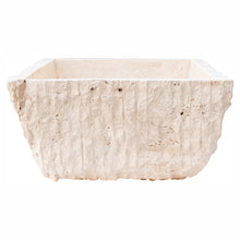 Load image into Gallery viewer, Troia Light Rustic Travertine Rectangular Above Vanity Bathroom Sink Hand Chiseled Exterior
