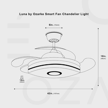 Cargar imagen en el visor de la galería, Luna by Ozarke Smart Fan Chandelier Light
