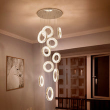 Load image into Gallery viewer, 10 Lights - Hanging LED crystal lamp for staircase, lobby, living space, stairwell
