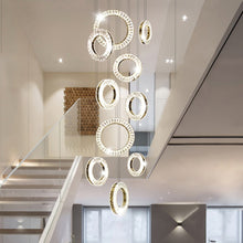Load image into Gallery viewer, 10 Lights - Hanging LED crystal lamp for staircase, lobby, living space, stairwell
