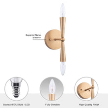 Load image into Gallery viewer, Mizu Mid-Century Modern Gold 2-Light Wall Sconce Light
