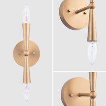 Load image into Gallery viewer, Mizu Mid-Century Modern Gold 2-Light Wall Sconce Light
